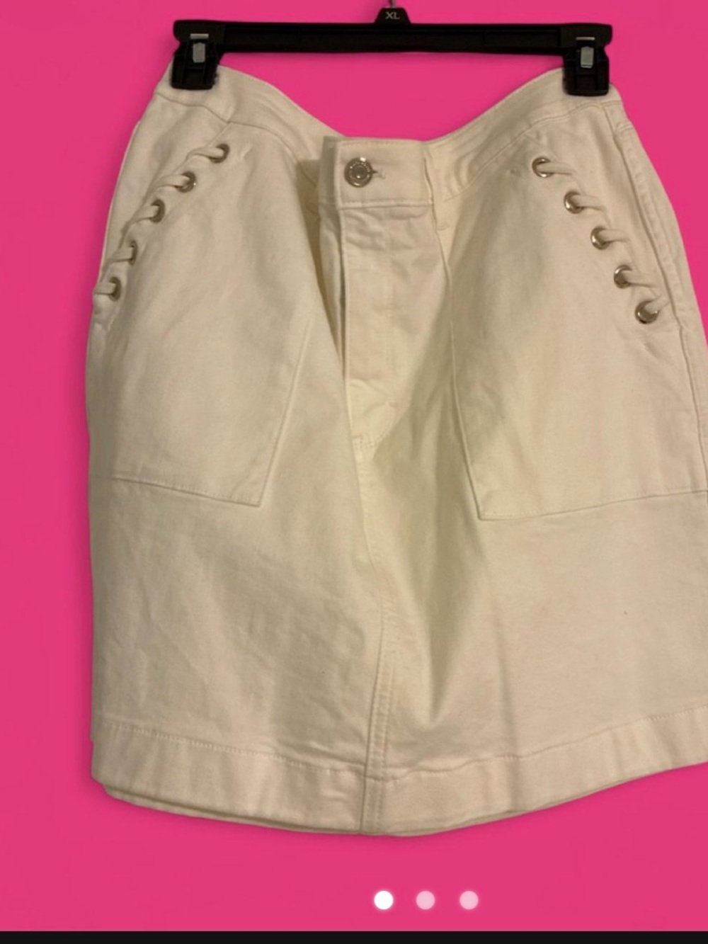 White House Black Market Cream A-Line Skirt with Lace-Up Pockets